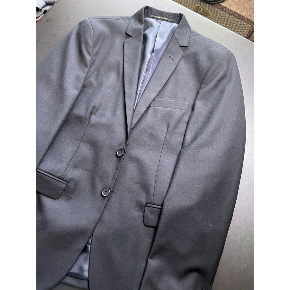 Exibit Blazer Men US 38R Deep Dark Navy Napoli Italy Two Button Blazer